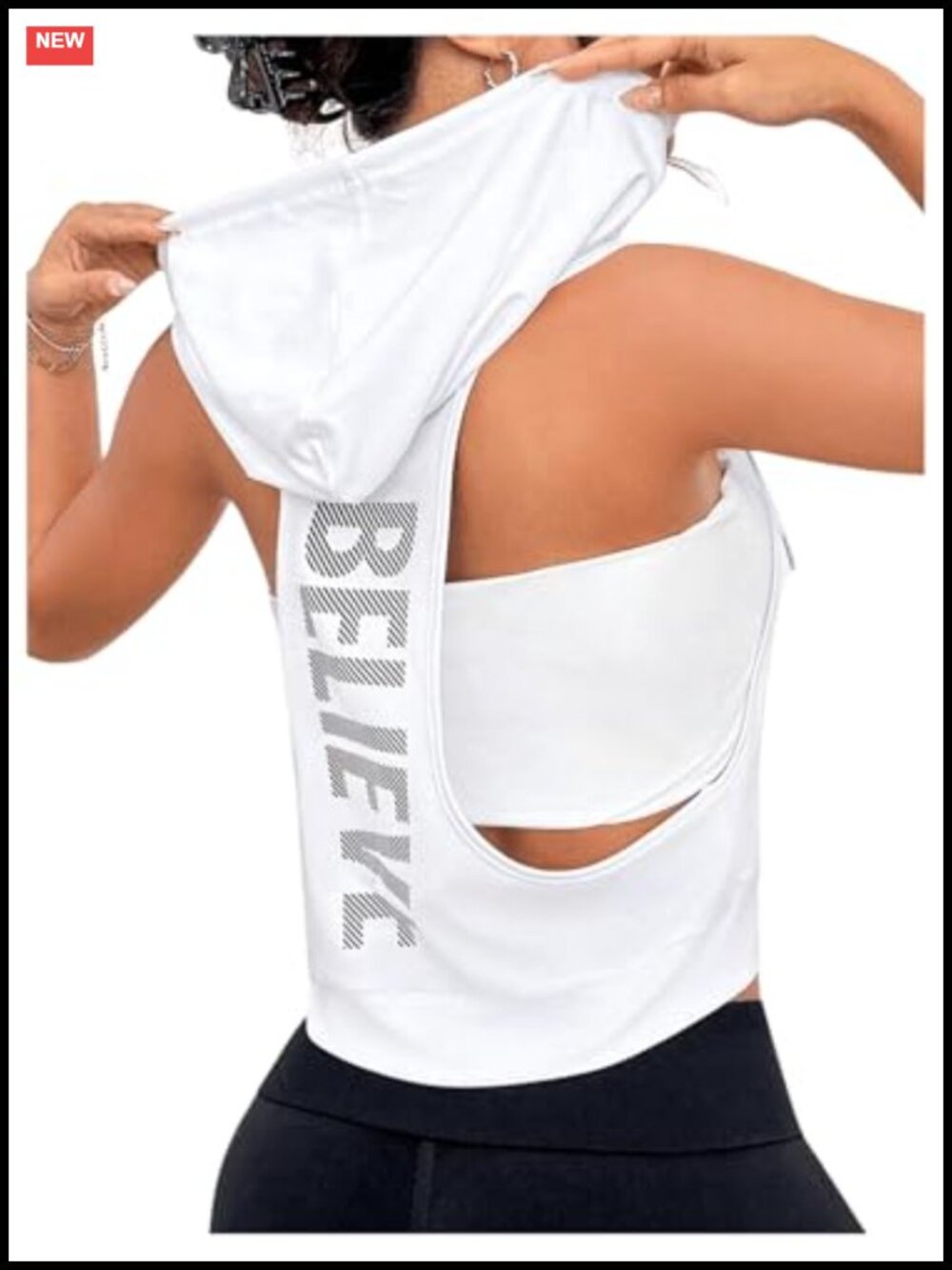 Sleeveless Low Cut Racerback Hoodie Workout Top